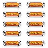 LED 4連 カラーレンズ 10個セット 12V 24V 高輝度 小型 ランプ サイド マーカー 防水型 トラック カスタム メッキ (アンバー)