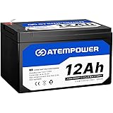 ATEM POWER 12Ah 12V Deep Cycle AGM Battery, SLA Rechargeable & Portable, Maintenance Free, Sealed Power for Marine Camping So