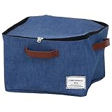 不二貿易 デニム風 ファブリック収納ボックス 蓋付き Sサイズ ブルー 幅27×奥行27cm 24524