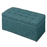 スツール ベンチ 収納 ボックス 足置き 完成品 オットマン 物入れ 幅77×高さ37cm ファブリック ネイビー