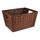 The Lucky Clover Trading Rectangular Paper Fiber with In-Handle Basket, Brown, Small by The Lucky Cl