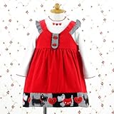 Rare Editions 18ヵ月 (ﾚｱｴﾃﾞｨｼｮﾝｽﾞ） テリア柄＆ギンガム　コーデュロイワンピースセット（レッド）(18M 85cm) [Baby Product]