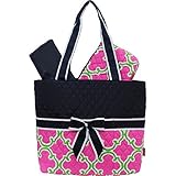 Hotpink/Lime Geometric Clover Pattern Quilted 3pc set Diaper Bag by NGIL [並行輸入品]