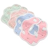 HUHU スタイ ビブ よだれかけ コットン100% 柔らかい スナップ 4枚セット 6重ガーゼ (セットF)