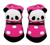 ツイン 靴下 パンダマスコット付 ベビーソックス ドット ローズ