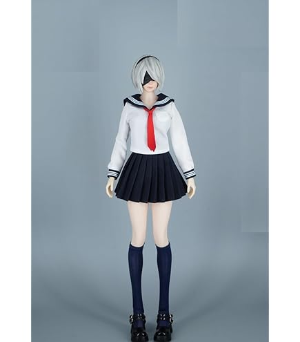 1/6 女性セミシームレス素体 三つ編みヘッド ニーソックス スカート ネクタイ 1/6 女性セミシームレス素体 三つ編みヘッド ニーソックス