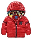 (トヨベイ)Toyobuy 子供 ダウンジャケット キッズ 男の子 ダウンコート 女の子 防寒 ブルゾン フード付き レッド 110