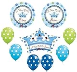 loonballoon Boy A New Little Prince Crown水玉ベビーシャワーMylar &ラテックスバルーンセット