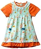 オリガニースモック ジャングル トップ フリルの裾付きブルー 6歳 (並行輸入)