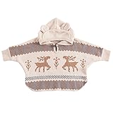 Cutelove　ベビークローク　ショール　スリーブ付き　フード付き　ニットジャケット　赤ちゃん　春　秋　冬　可愛い　素敵　保温　防寒　カジュアル　普段着　クリスマス