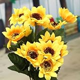 私の家族 29 cm 偽絹人工 13 頭、ひまわりの花花束シミュレーション花庭の家の装飾