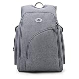 ECOSUSI マザーズバッグ リュック キャンバスバッグ 軽量 大容量 多機能 22L グレー