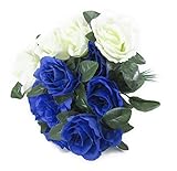 [Neustadt] 美しい インテリアフラワー バラの 造花 20本セット ブルー ＆ ホワイト
