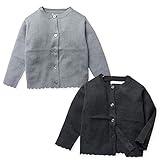 (ブラック/90cm)ベビー服 女の子 アウター 前開きボタン セレモニー カーディガン 長袖 フォーマル ニット 無地 スカラップリブ 女児 ベビー