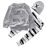 mioim ベビー服 女の子 男の子 赤ちゃん服 柔らかい 綿 上下セット 帽子付き 長袖 Tシャツ ロングパンツ セットアップ 春秋 3点セット (90CM)