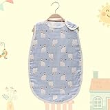 （H_X）全15色可選 6重ガーゼ ベビー スリーパー 春夏秋冬用 パジャマ 寝袋 オーガニックコットン綿100％ キッズ用 かわいい　動物パターン (M, アルパカ ブルー)