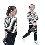 Candykids　キッズ服　ガールズ　子供 2点セット　春秋　冬　長袖　ジャージ　フード付き　スウェット女の子　上下セット　ボーダー　ジャンパー　子供服　綿素材　カジュアル　お出掛け 普段着　通学　