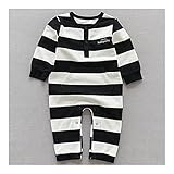 服　ファッション　ベビー　キッズ　カバーオール　新生児服　連体着　ブラック+ホワイト　80cm