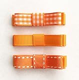 Baby Deer Clips　ヘアクリップ for ベビー　Newリボン３個セット (オレンジ)