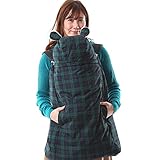 ベビーケープ 防寒 ダウンケープ フットカバー付き チェック柄 FREE ネイビー×グリーン