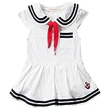Baby Girls SailorスタイルドレスラペルNavyコットンドレスwith Big Bow Tie カラー: ホワイト