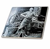 3drose Scenes from the Pastマジックランタン – ヴィンテージ村Blacksmiths Shoppe古い時間Americanaマジックランタン – タイル 8-Inch-Ce
