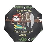 naanleベビーSlothかわいいツリー冬Auto Open Close折りたたみ式トラベル傘