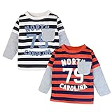 (アイボリー/95cm)子供服 男の子 Tシャツ 長袖 重ね着風 ボーダー柄 ナンバーロゴプリント ポケット 男児 ベビー
