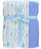 Hudson Baby ハドソンベビー Muslin Swaddle Blanket 2pk モスリンブランケット 2枚入り Blue Leaf ブルーリーフ