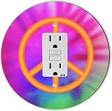 Rikki Knight RND-GFISINGLE-118 Peace Sign on Tie Dye Round Single GFI Light Switch Plate, Orange [並行