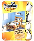 Penguinsマダガスカル4pc幼児用寝具セット、キルト風ベッドスプレッド、シート、枕カバー、ベビーベッド、新しい