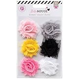 American Crafts Bella Rouge Frayed Chiffon Flowers, 6-Pack [並行輸入品]