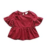 ベビー チュニック Ｔシャツ キッズ プルオーバー 女の子 トップス 子供服 ゆったり (98cm, ワインレッド)