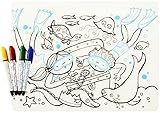 modern-twist Kids mark-matシリコンカラーリングプレースマットwith 8ホワイトボードマーカーマーカー、Treasure Chest