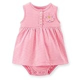 Carter's カーターズ　ボーダー　ワンピース　ロンパース　女の子　12Ｍ／1歳 (ネオンピンク)