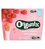 Organix Apple & Raspberry with Pieces 7+ Months Stage 2 4 x 95g (Pack of 2) - ピース7+ヶ月のステージ2 4×95グラムと