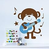 Witkey Monkey Playing Guitar Kindergarten Children's Room Backdrop Stickers Waterproof Removable Wal