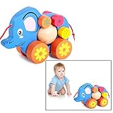 Gearmax　 引っ張り　木のおもちゃ 可愛いぞうの車 立体 くねくね プルトイ お散歩 動きを楽しむ 誕生日のプレゼント 出産祝い 知育玩具