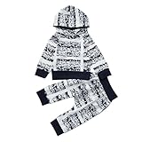 todaies-baby Boy Girl Print Hoodieトップス+パンツ2個服装服セット 6-12M ブルー