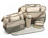 5pcs Baby Nappy Changing Bags Set in Khaki by just4baby