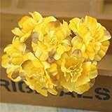 6pcs /ロットHydrangeaシルク人工ローズフラワーウェディングブーケ装飾花のスクラップブック手作りミニフェイク花 One Size イエロー SEDFGJ32696348292