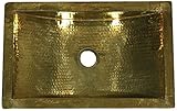 Nantucket Sinks TRB 19-Inch x 13-Inch Hand Crafted Hammered Rectangle Tough Vanity Sink, Solid Brass