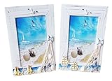 5インチ×7インチ ビーチスタイル木製フォトフレーム カモメの装飾 写真フレーム 勉強部屋や子供部屋に 5" X 7" ホワイト 4328005000