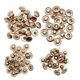 KUKU工房 バネホック ホック ボタン レザークラフト ハンドメイド 50組セット (8mm, ライトゴールド)