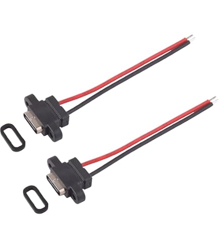 5-Pack 2.0mm Pitch 2Pin To USB C Female Adapter Cables - DC 5V 3A Flush Mount Charging Port Converters