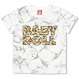ベビードール ヒョウ柄ワッペンTシャツ 子供服 130cm ホワイト