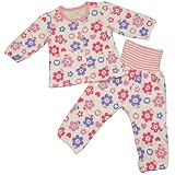 ガールズ|ベビー|パジャマ[PETIT CADEAU]腹巻付長袖パジャマ|上下セット|花柄|寝間着|ニットキルトパジャマ|女の子|女児 80cm WH-ホワイト
