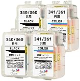 Inc.com BC-360 / 340 兼用 BC-361 / 341 兼用 (PGBK×2/CL×2) 互 換 詰め替えインク ４本セット ISO14001/ISO9001認証工場生産 国内梱包再検品 キヤノン 用 360 340 361 341