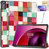 ブルーライトカット 強化ガラスフィルム タッチペン付 Lenovo tab7 / Lenovo Tab M10a 5G LET02 対応 ケース兼用 レノボ タブ7 / AUタブ M10a ソフトバンク A301LV タブレットカバー おしゃれ かわいい 耐衝撃 ビジネス 薄型 軽量 オートスリープ機能 法人大量注文対応 (SET-GL42-T249-Tab7-Colorfulc)