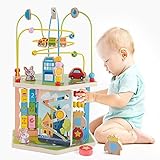 木製Amusement Parkアクティビティセンター。ラウンドエッジの安全木製Shape & Color Sorter、ビーズ迷路& Countingベビーおもちゃ、木製玩具、教育ゲーム